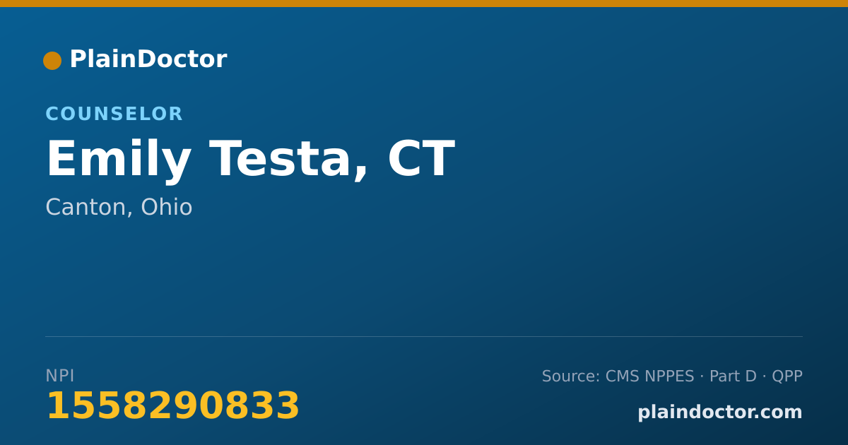 Shareable card for Emily Testa, CT - Counselor, Canton, OH