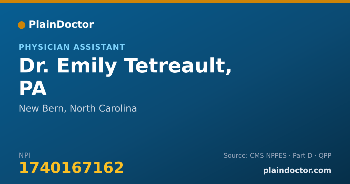 Shareable card for Emily Tetreault, PA - Physician Assistant, New Bern, NC