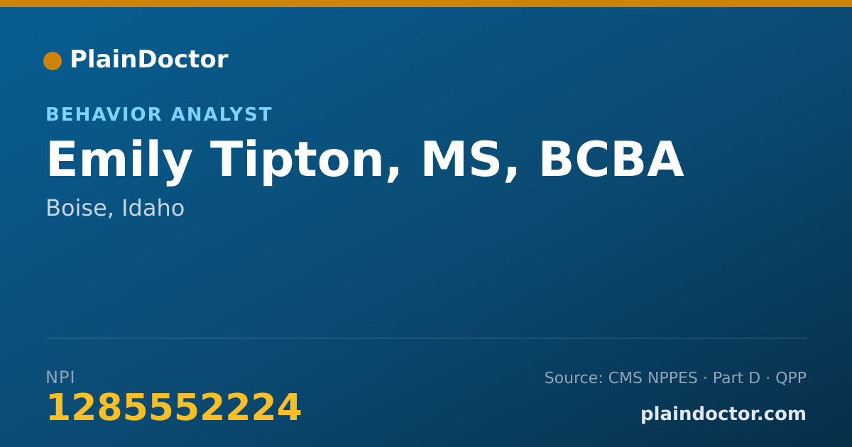 Shareable card for Emily Tipton, MS, BCBA - Behavior Analyst, Boise, ID