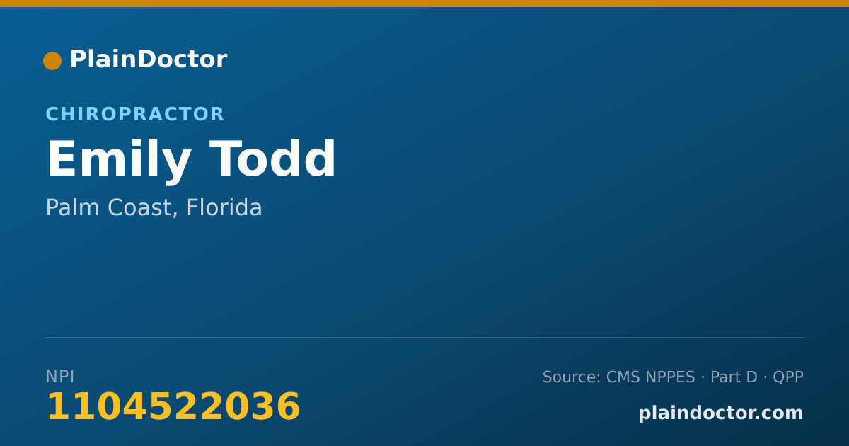 Shareable card for Emily Todd - Chiropractor, Palm Coast, FL