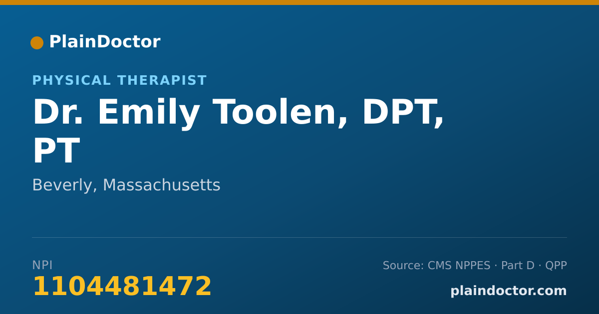 Shareable card for Emily Toolen, DPT, PT - Physical Therapist, Beverly, MA