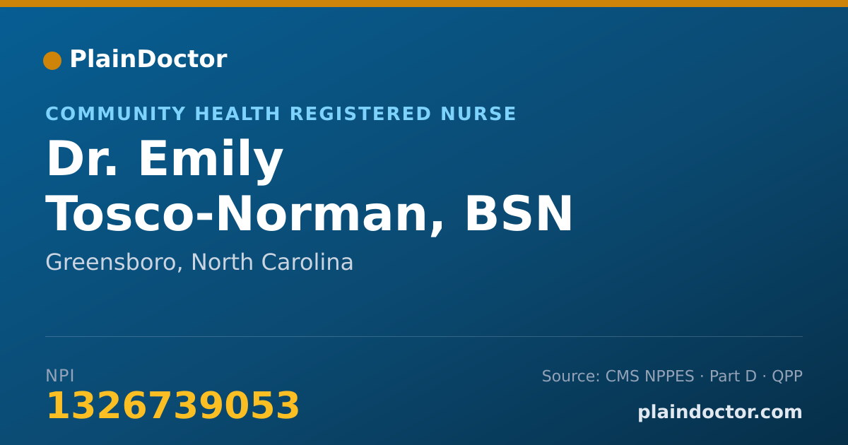 Shareable card for Emily Tosco-Norman, BSN - Community Health Registered Nurse, Greensboro, NC