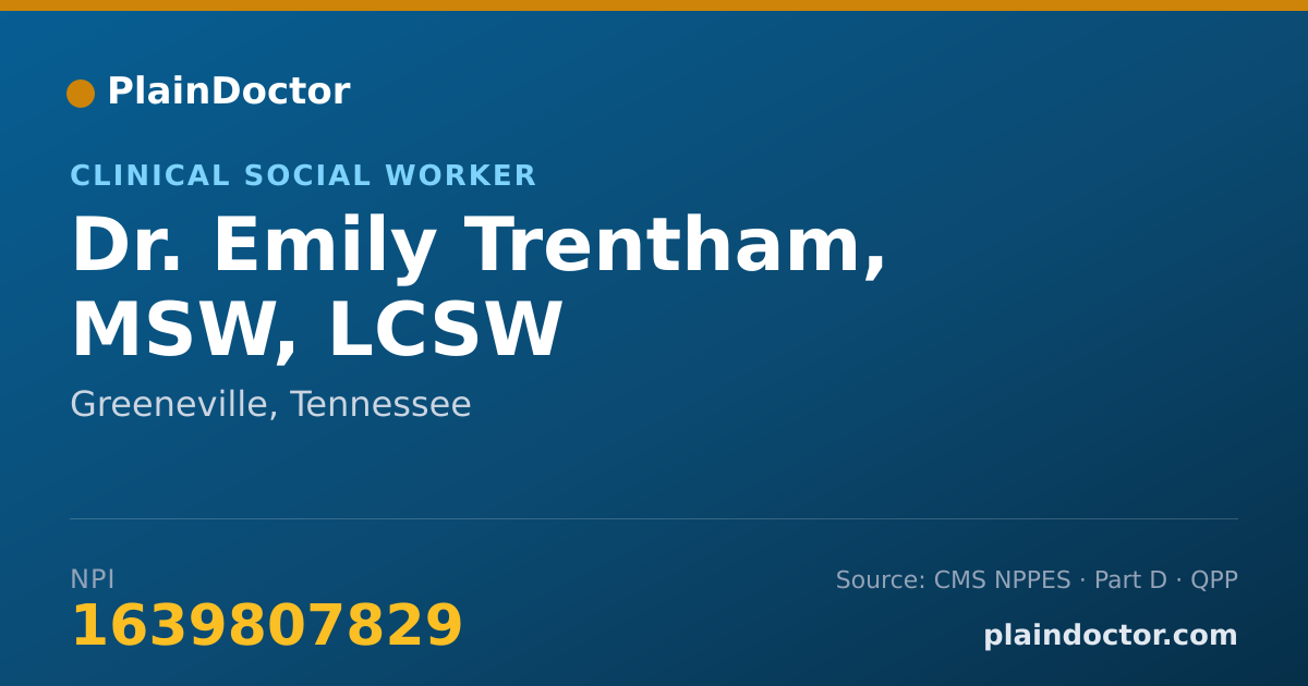 Shareable card for Emily Trentham, MSW, LCSW - Clinical Social Worker, Greeneville, TN