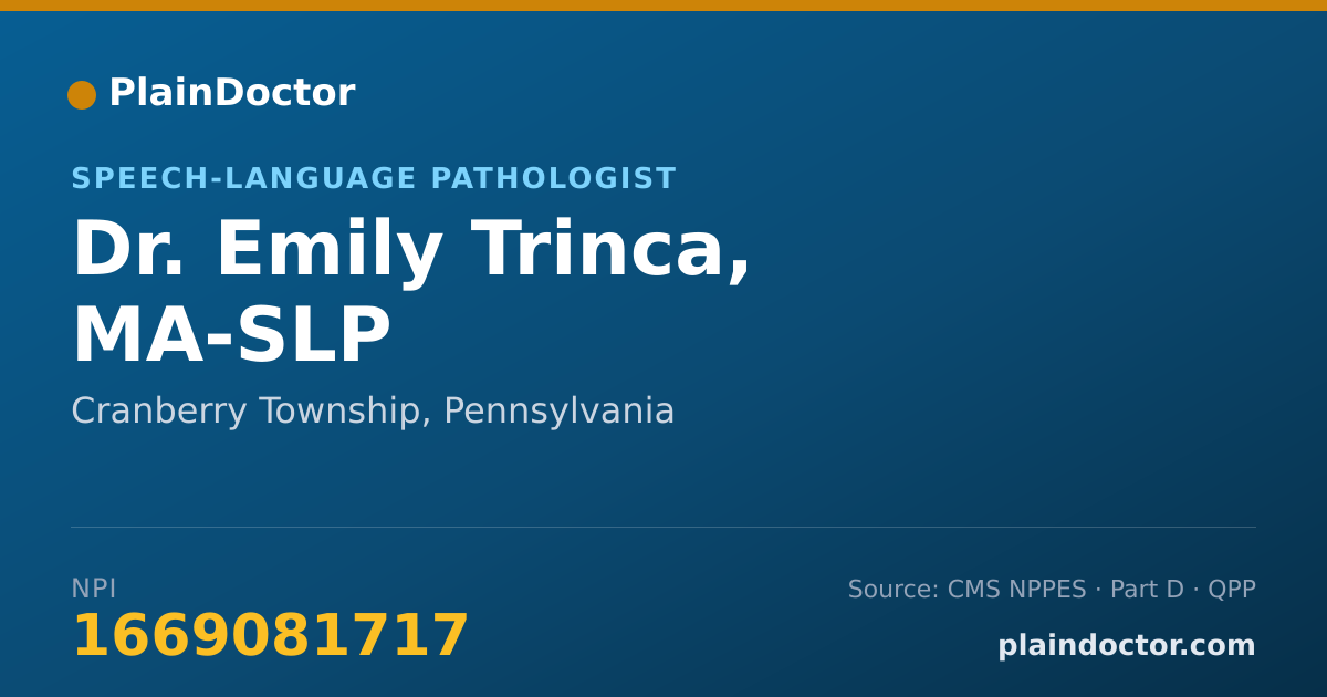 Shareable card for Emily Trinca, MA-SLP - Speech-Language Pathologist, Cranberry Township, PA