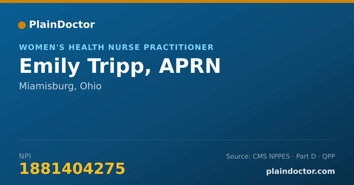 Shareable card for Emily Tripp, APRN - Women's Health Nurse Practitioner, Miamisburg, OH