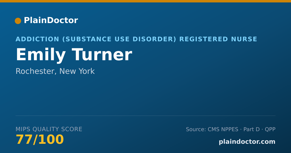 Shareable card for Emily Turner - Addiction (Substance Use Disorder) Registered Nurse, Rochester, NY