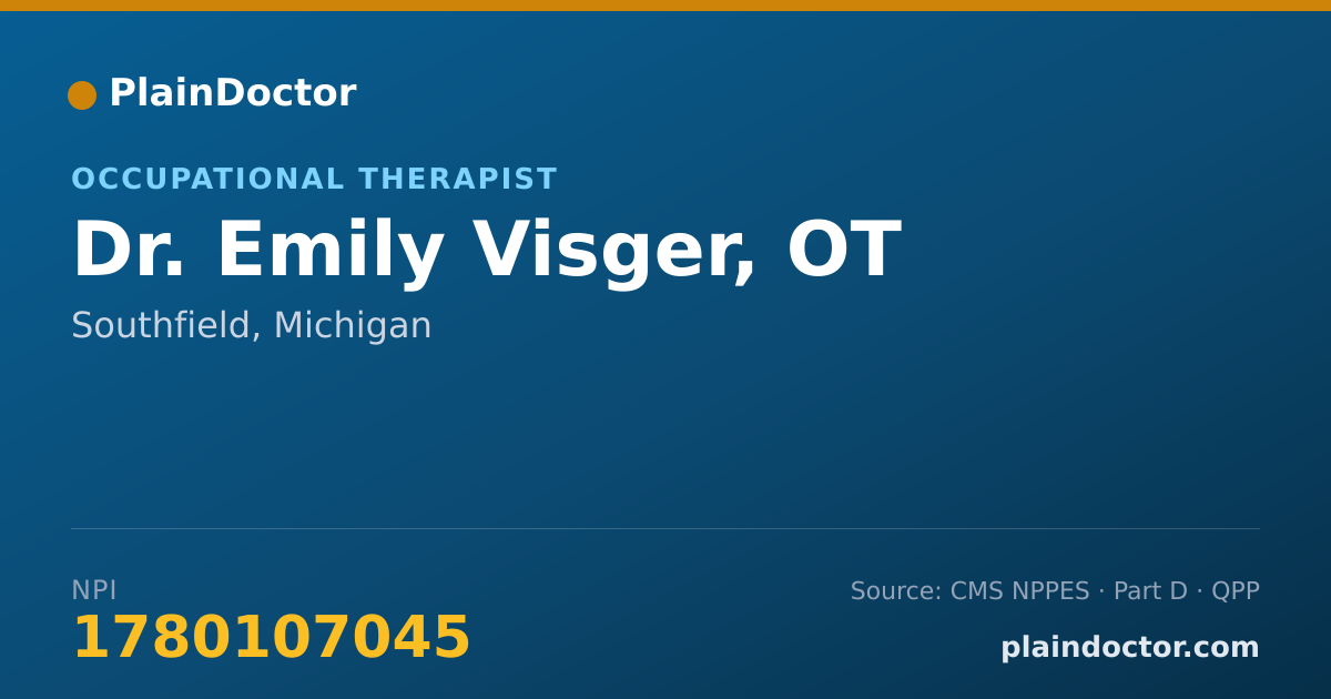 Shareable card for Emily Visger, OT - Occupational Therapist, Southfield, MI