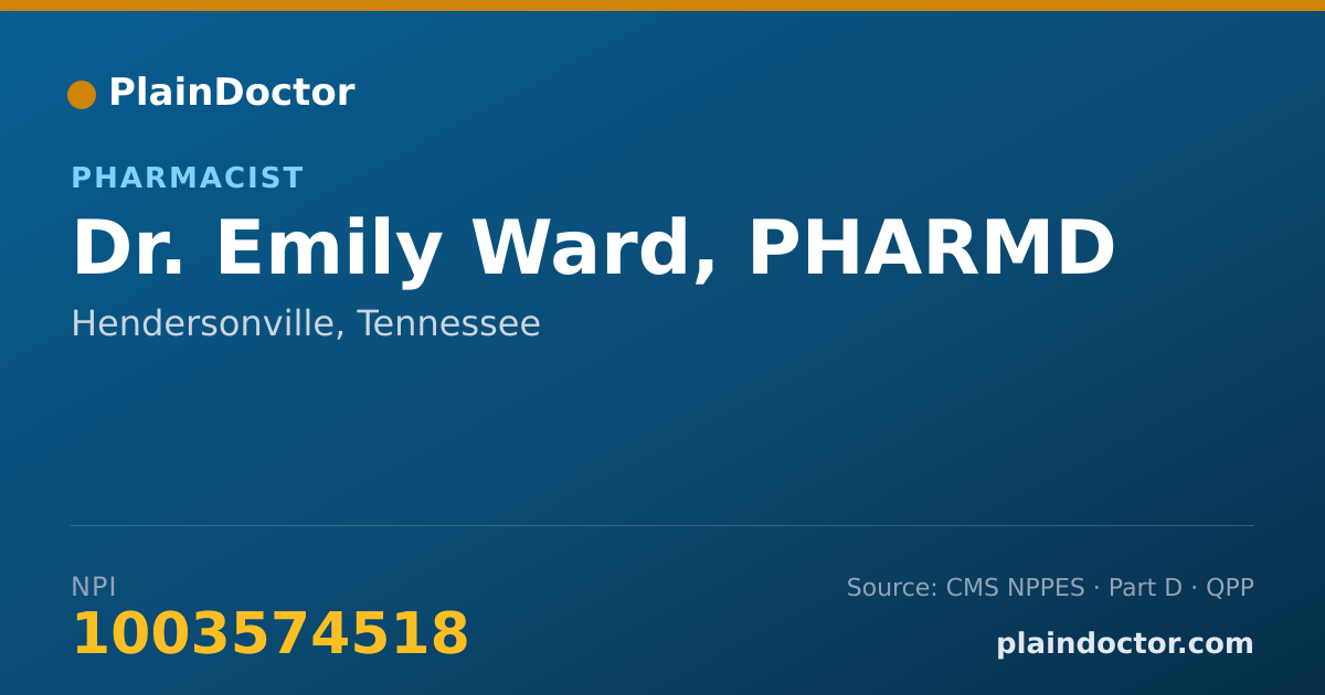 Shareable card for Emily Ward, PHARMD - Pharmacist, Hendersonville, TN