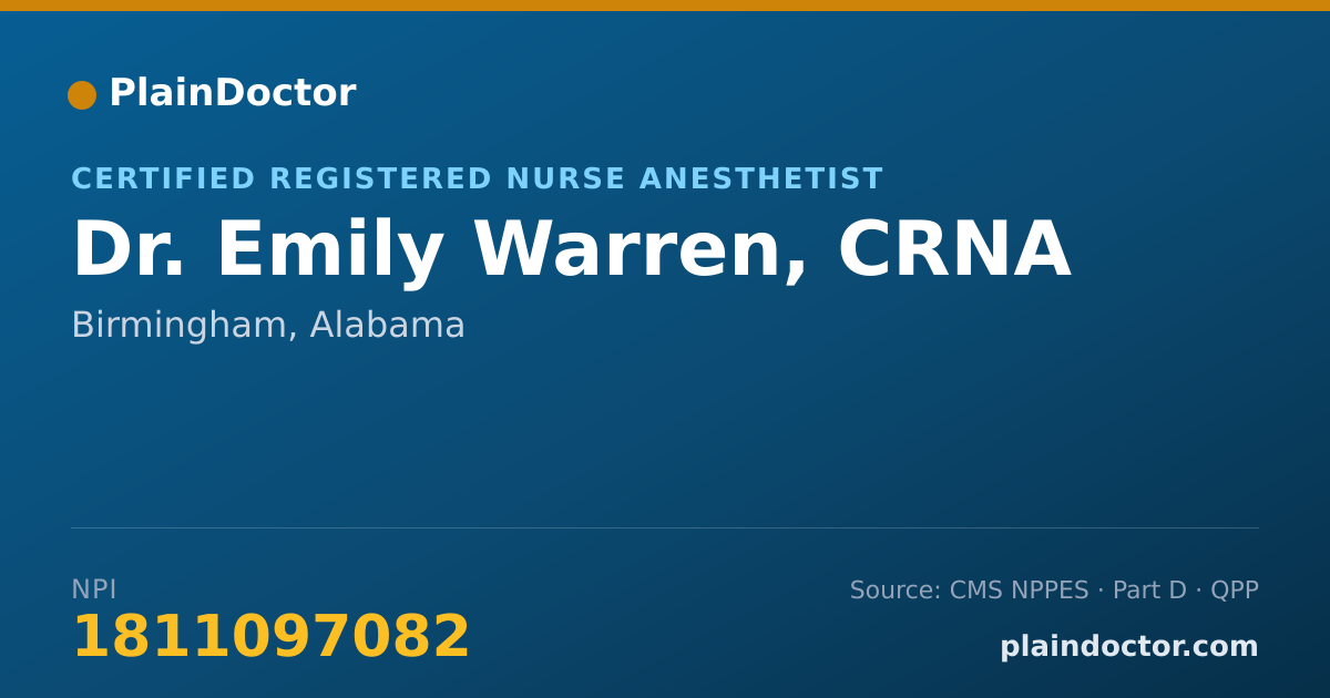 Shareable card for Emily Warren, CRNA - Certified Registered Nurse Anesthetist, Birmingham, AL