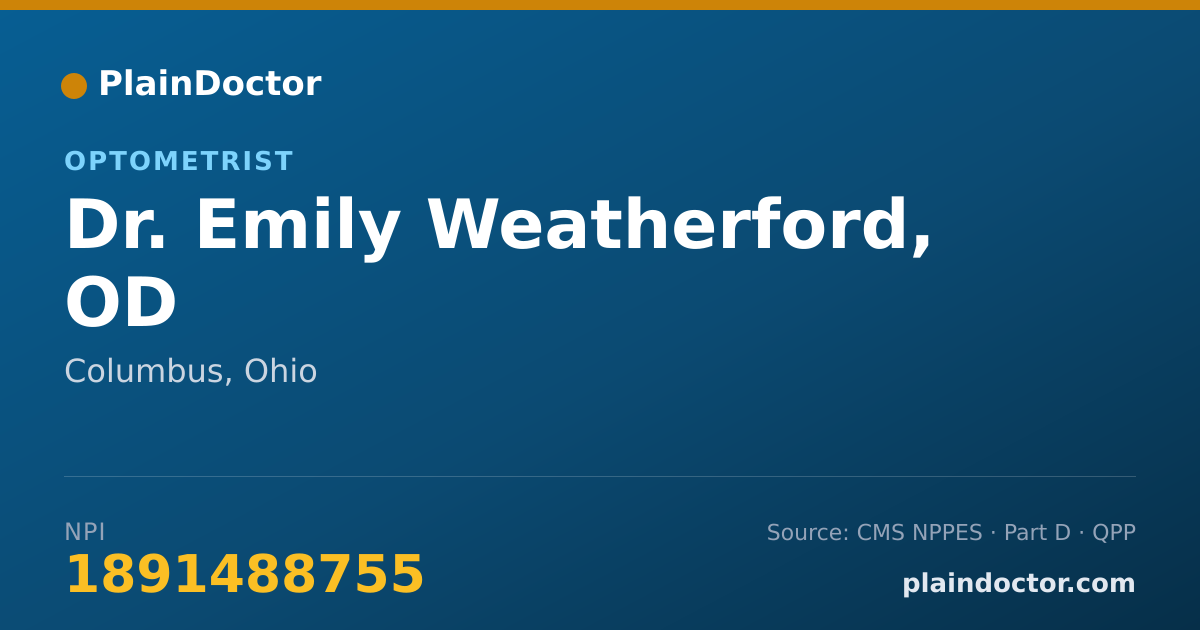Shareable card for Emily Weatherford, OD - Optometrist, Columbus, OH