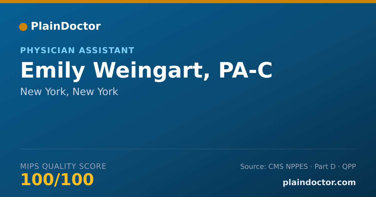 Shareable card for Emily Weingart, PA-C - Physician Assistant, New York, NY