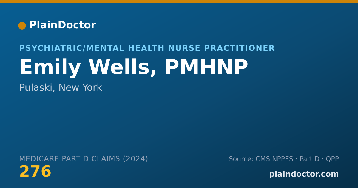 Shareable card for Emily Wells, PMHNP - Psychiatric/Mental Health Clinical Nurse Specialist, Pulaski, NY