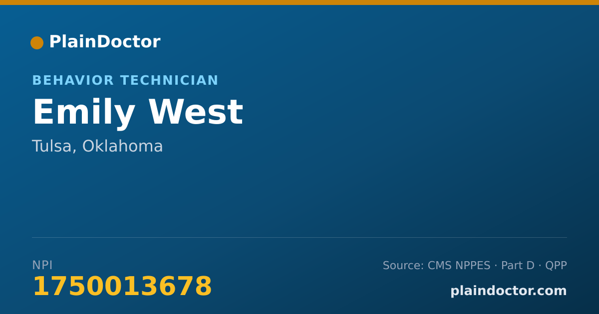 Shareable card for Emily West - Behavior Technician, Tulsa, OK