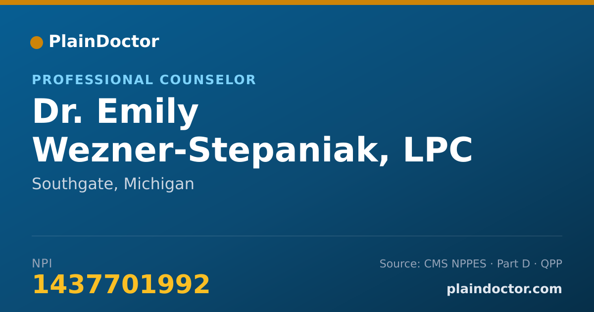 Shareable card for Emily Wezner-Stepaniak, LPC - Professional Counselor, Southgate, MI