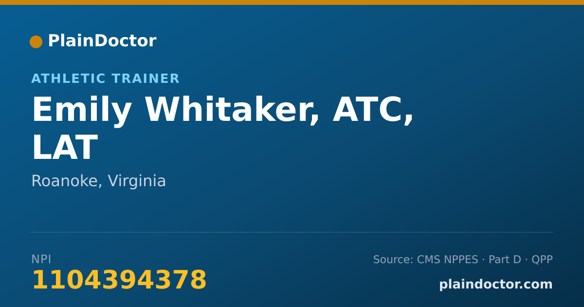 Shareable card for Emily Whitaker, ATC, LAT - Athletic Trainer, Roanoke, VA