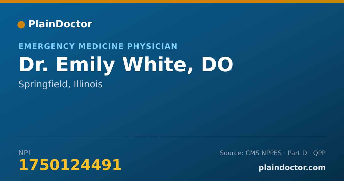 Shareable card for Emily White, DO - Emergency Medicine Physician, Springfield, IL