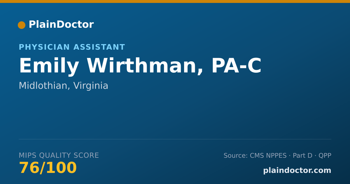 Shareable card for Emily Wirthman, PA-C - Physician Assistant, Midlothian, VA