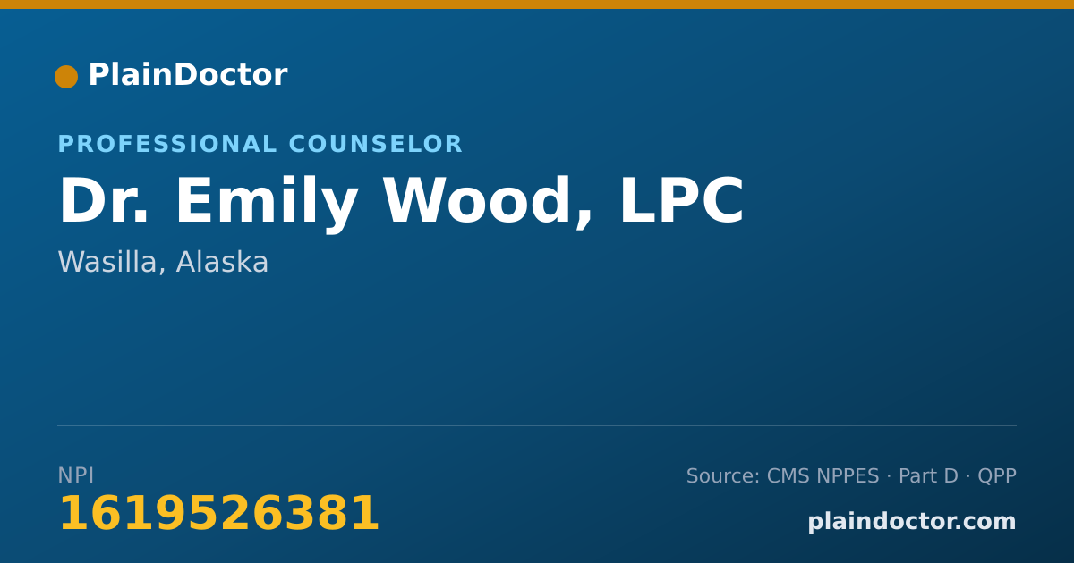 Shareable card for Emily Wood, LPC - Professional Counselor, Wasilla, AK