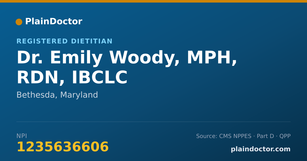 Shareable card for Emily Woody, MPH, RDN, IBCLC - Registered Dietitian, Bethesda, MD