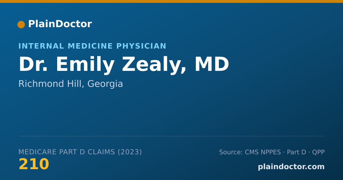 Shareable card for Emily Zealy, MD - Internal Medicine Physician, Richmond Hill, GA