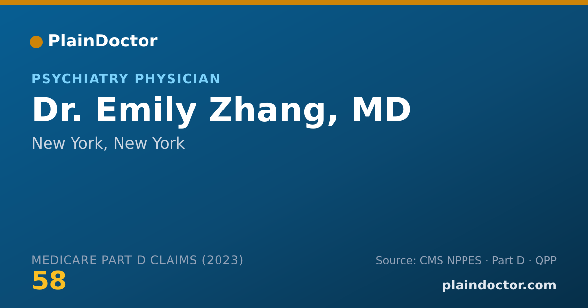 Shareable card for Emily Zhang, MD - Psychiatry Physician, New York, NY