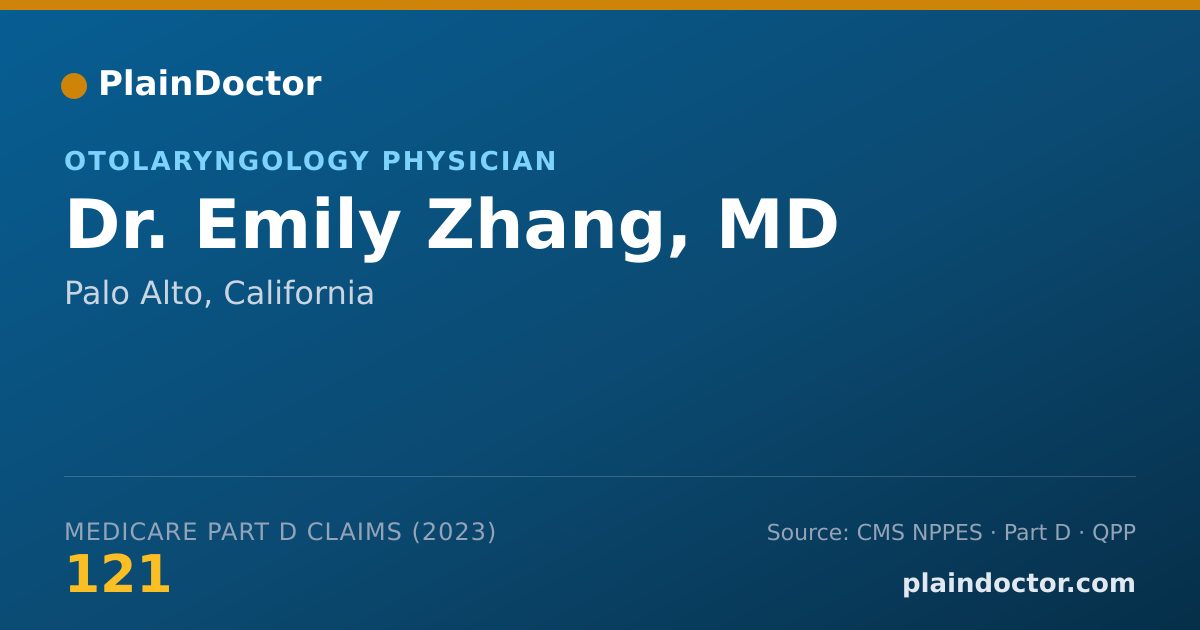 Shareable card for Emily Zhang, MD - Otolaryngology Physician, Palo Alto, CA
