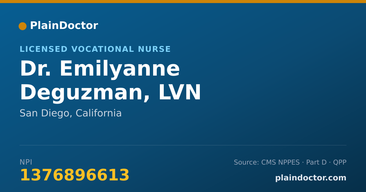 Shareable card for Emilyanne Deguzman, LVN - Licensed Vocational Nurse, San Diego, CA