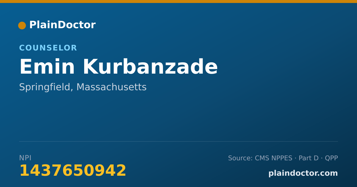 Shareable card for Emin Kurbanzade - Counselor, Springfield, MA