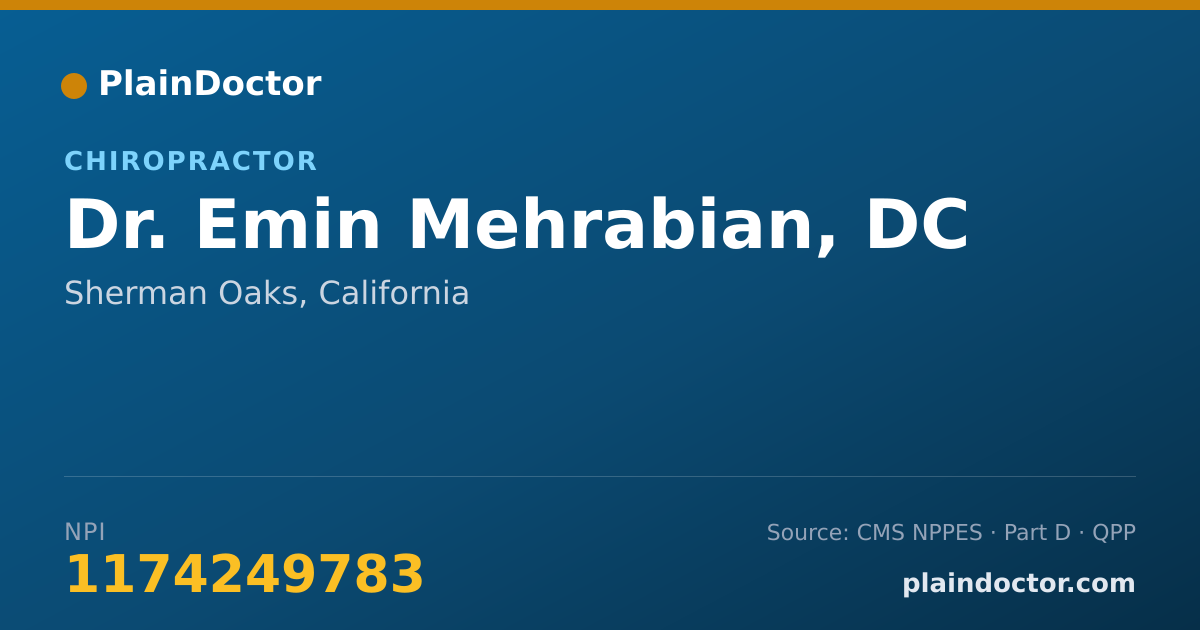 Shareable card for Emin Mehrabian, DC - Chiropractor, Sherman Oaks, CA