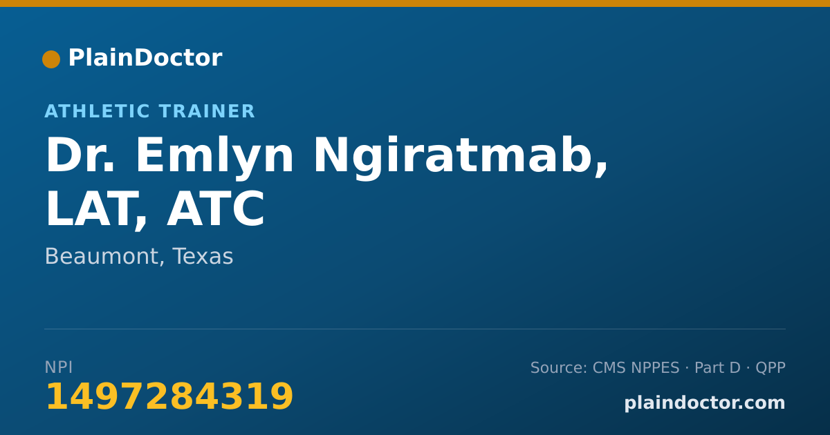 Shareable card for Emlyn Ngiratmab, LAT, ATC - Athletic Trainer, Beaumont, TX