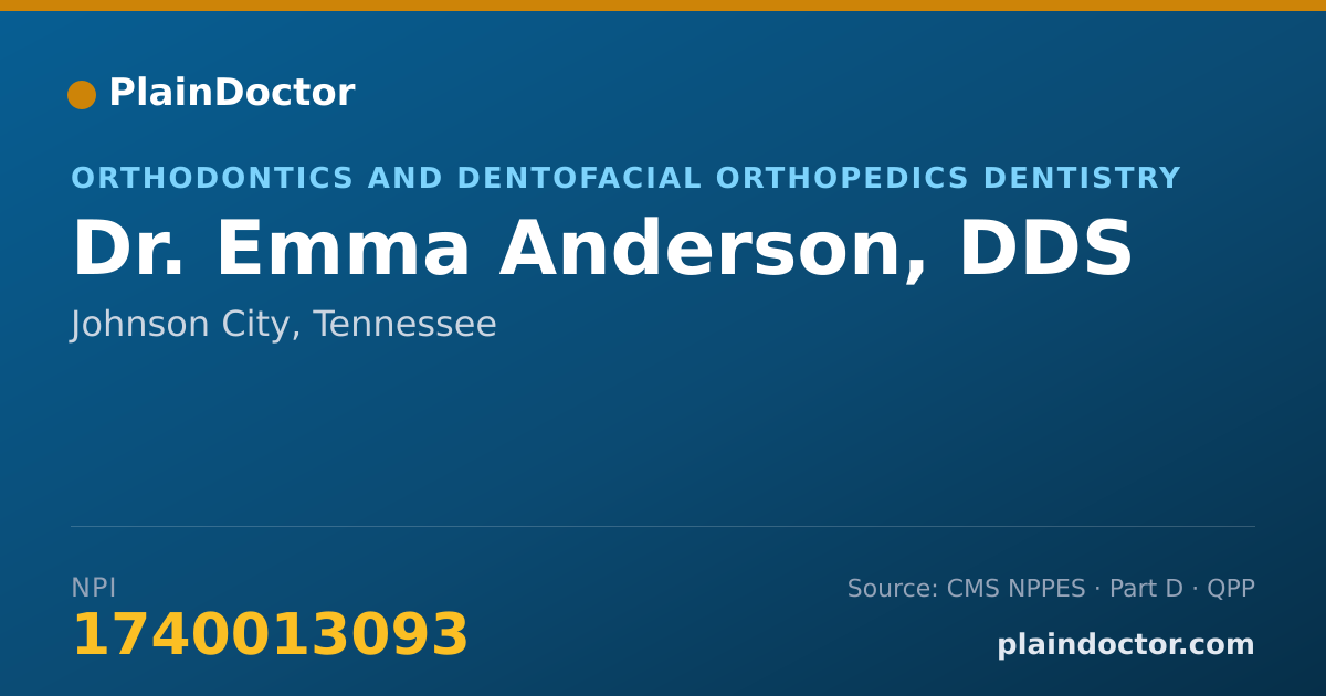 Shareable card for Emma Anderson, DDS - Orthodontics and Dentofacial Orthopedics Dentistry, Johnson City, TN