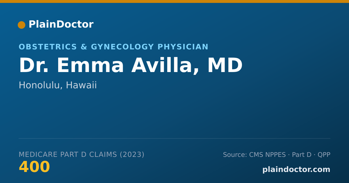 Shareable card for Emma Avilla, MD - Obstetrics & Gynecology Physician, Honolulu, HI