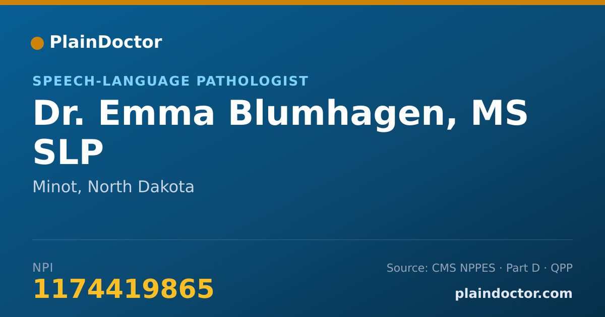 Shareable card for Emma Blumhagen, MS SLP - Speech-Language Pathologist, Minot, ND