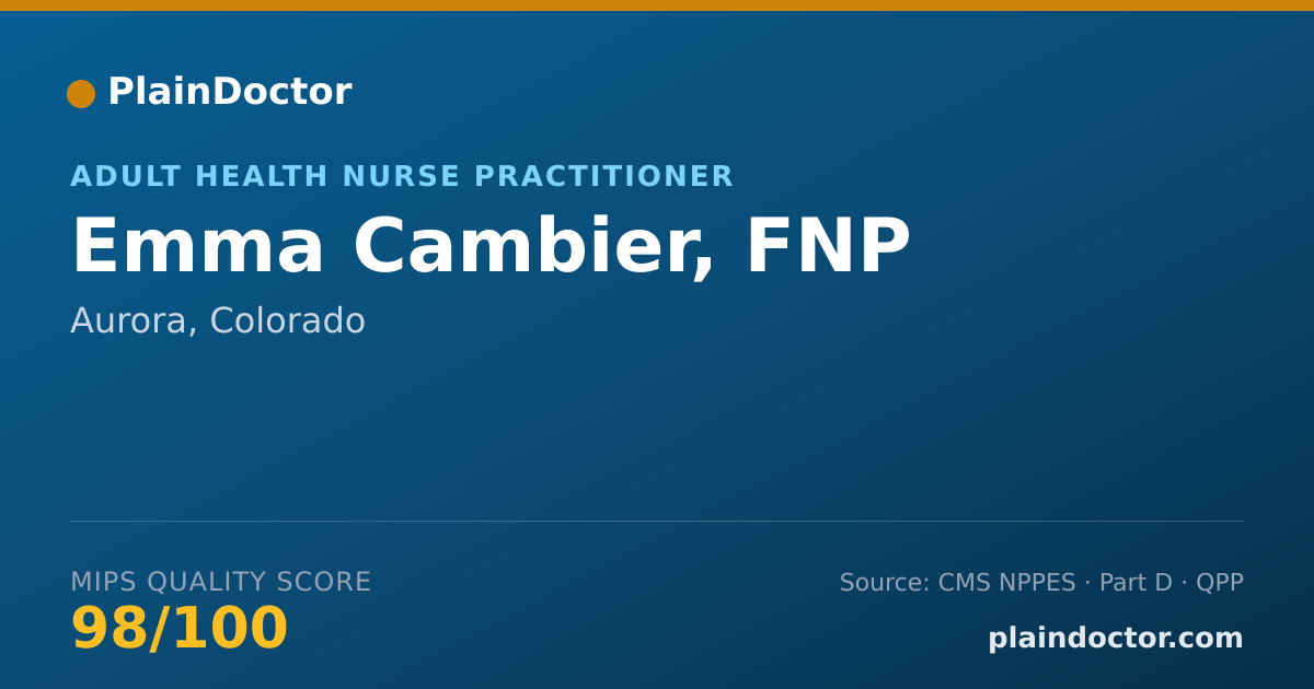 Shareable card for Emma Cambier, FNP - Adult Health Nurse Practitioner, Aurora, CO