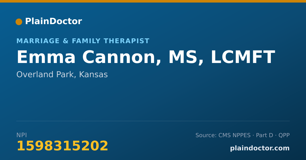 Shareable card for Emma Cannon, MS, LCMFT - Marriage & Family Therapist, Overland Park, KS