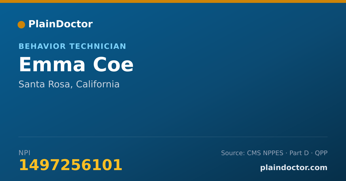 Shareable card for Emma Coe - Behavior Technician, Santa Rosa, CA