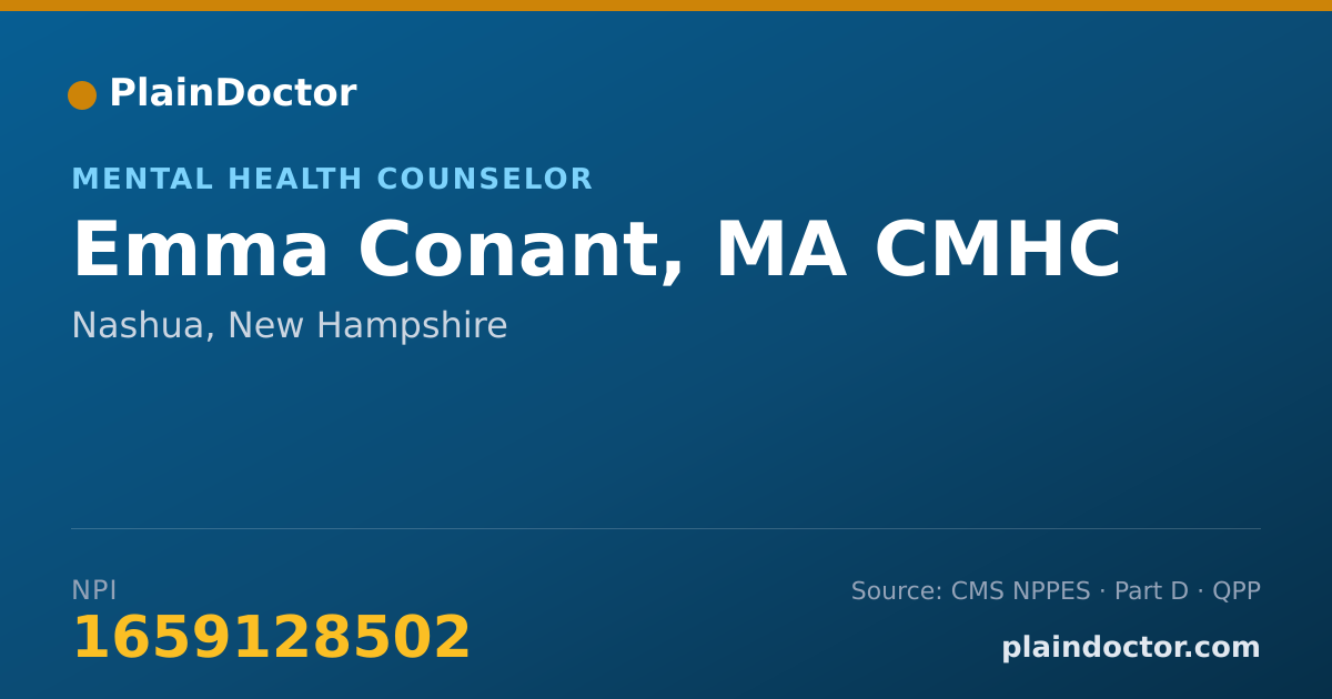 Shareable card for Emma Conant, MA CMHC - Mental Health Counselor, Nashua, NH