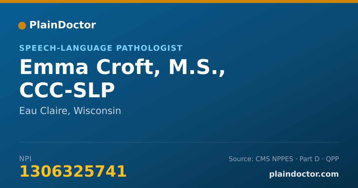 Shareable card for Emma Croft, M.S., CCC-SLP - Speech-Language Pathologist, Eau Claire, WI