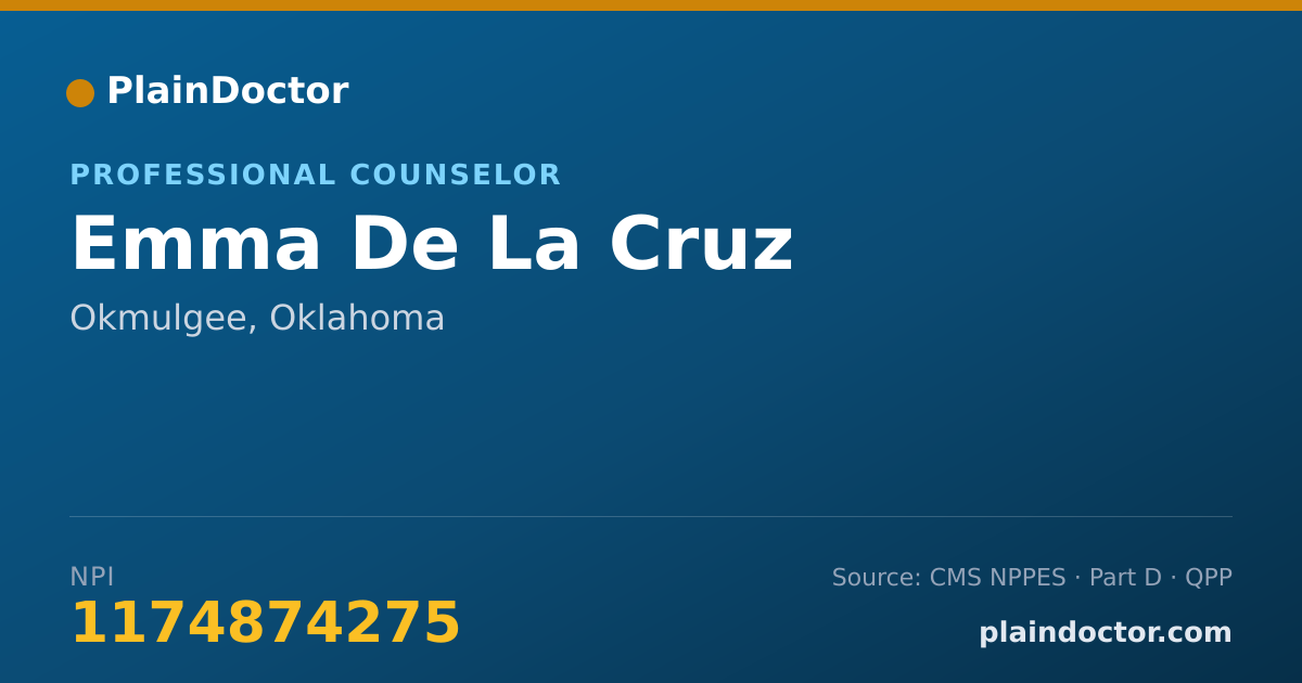 Shareable card for Emma De La Cruz - Professional Counselor, Okmulgee, OK