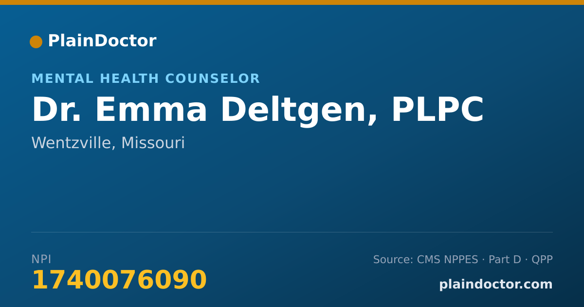 Shareable card for Emma Deltgen, PLPC - Mental Health Counselor, Wentzville, MO