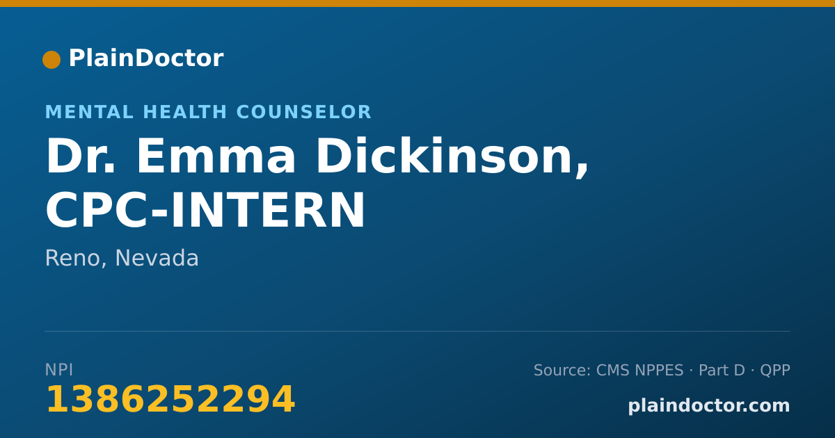 Shareable card for Emma Dickinson, CPC-INTERN - Mental Health Counselor, Reno, NV