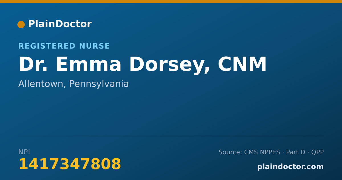 Shareable card for Emma Dorsey, CNM - Registered Nurse, Allentown, PA