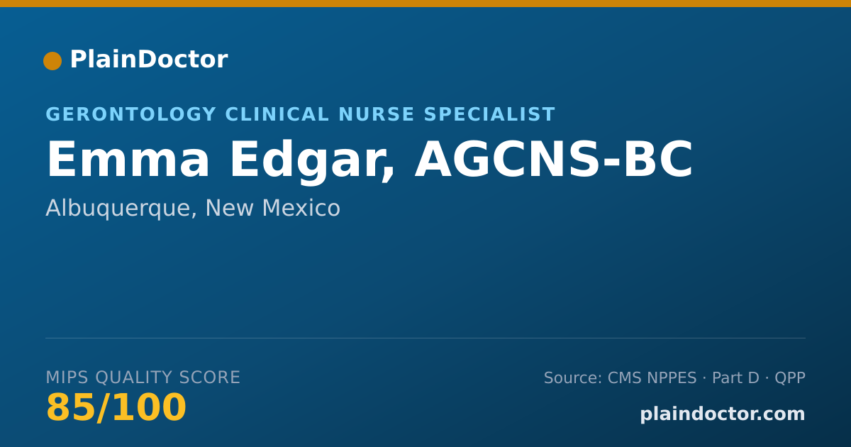 Shareable card for Emma Edgar, AGCNS-BC - Gerontology Clinical Nurse Specialist, Albuquerque, NM