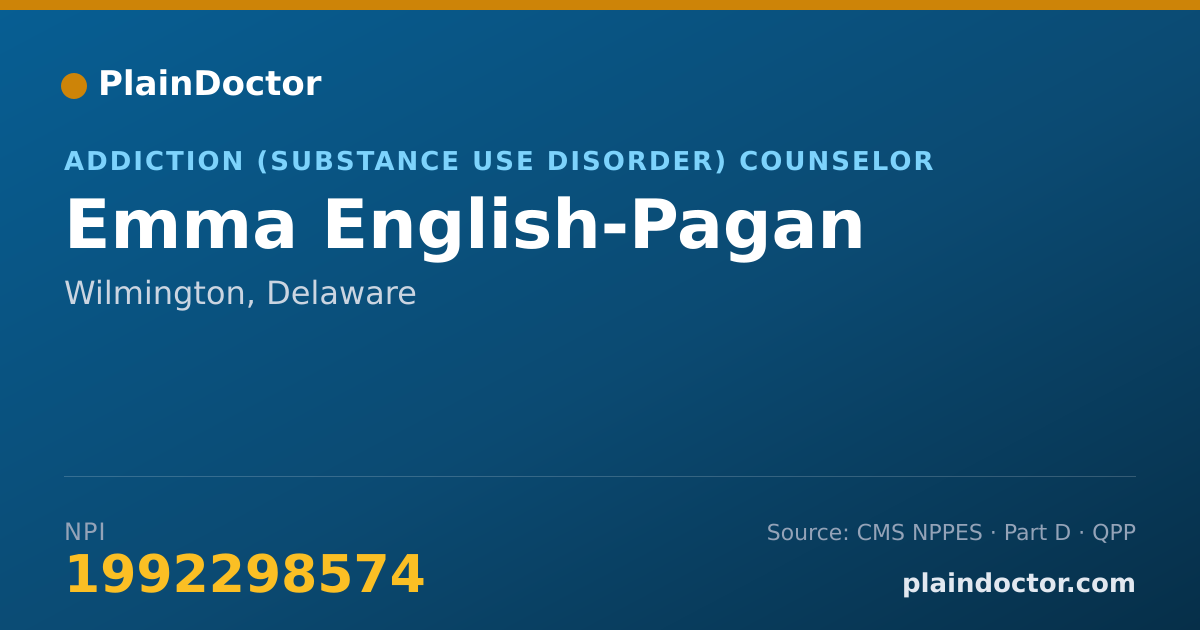 Shareable card for Emma English-Pagan - Addiction (Substance Use Disorder) Counselor, Wilmington, DE