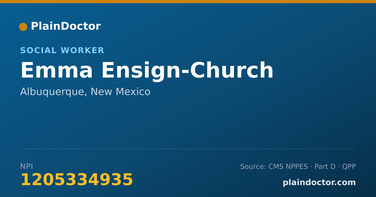 Shareable card for Emma Ensign-Church - Social Worker, Albuquerque, NM