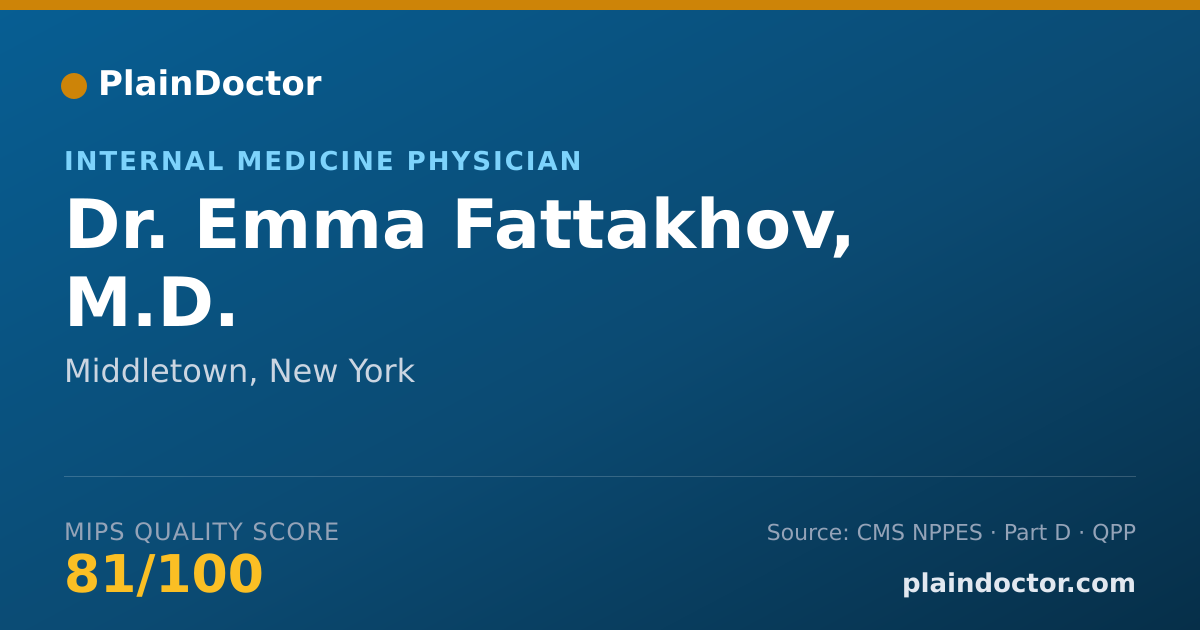 Shareable card for Emma Fattakhov, M.D. - Internal Medicine Physician, Middletown, NY