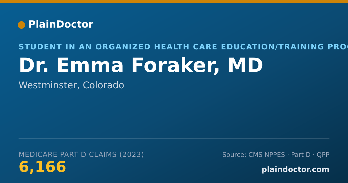 Shareable card for Emma Foraker, MD - Student in an Organized Health Care Education/Training Program, Westminster, CO