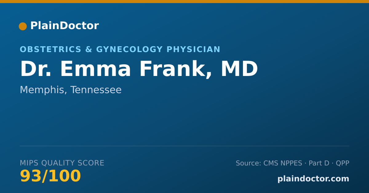 Shareable card for Emma Frank, MD - Obstetrics & Gynecology Physician, Memphis, TN