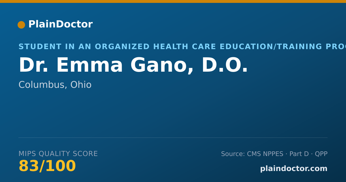 Shareable card for Emma Gano, D.O. - Student in an Organized Health Care Education/Training Program, Columbus, OH