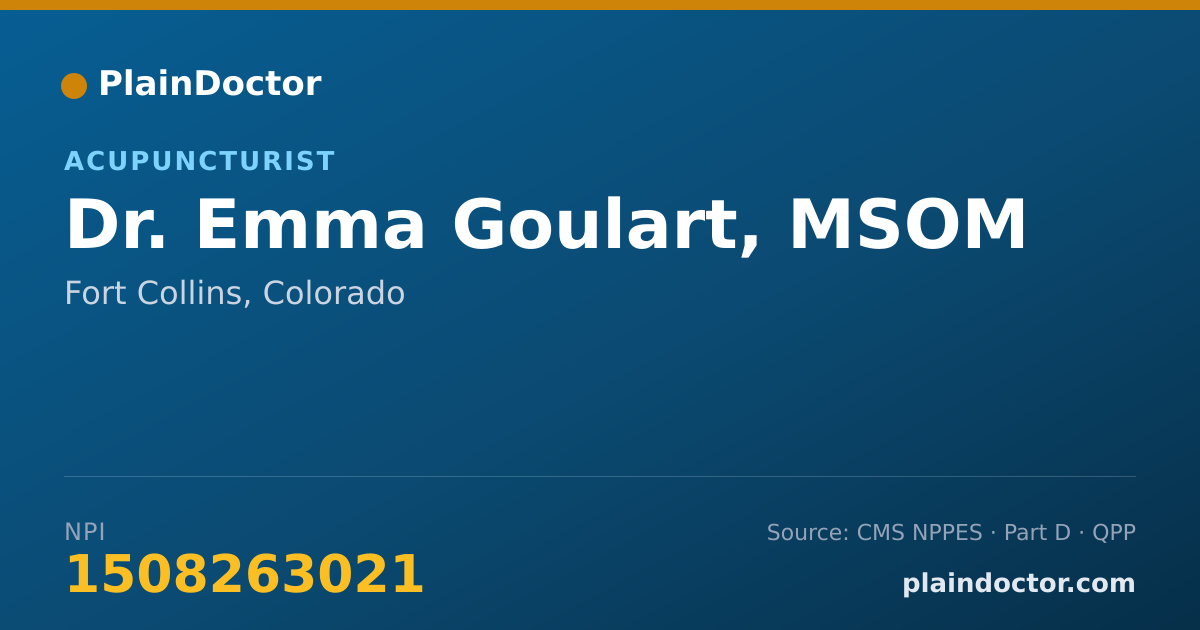 Shareable card for Emma Goulart, MSOM - Acupuncturist, Fort Collins, CO